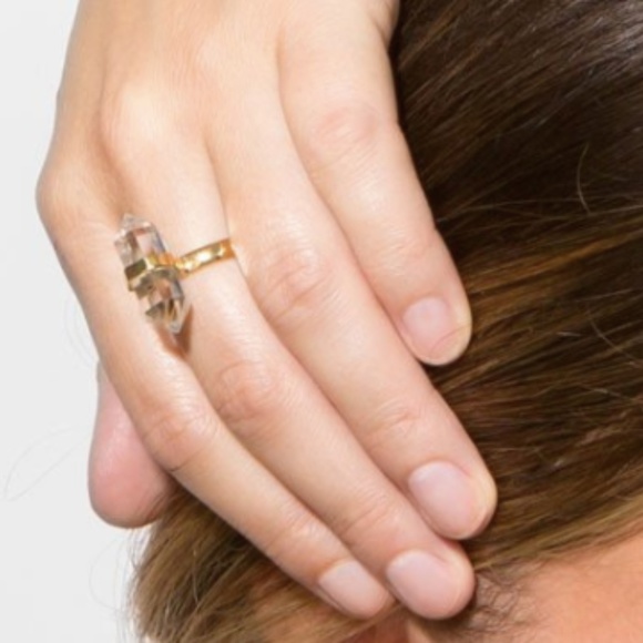 14K gold Plated Quartz Ring - Picture 2 of 3